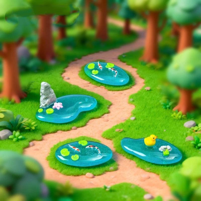 Bonsai Garden With Koi Pond - ⑧ Mini Resin Pond Ornaments With