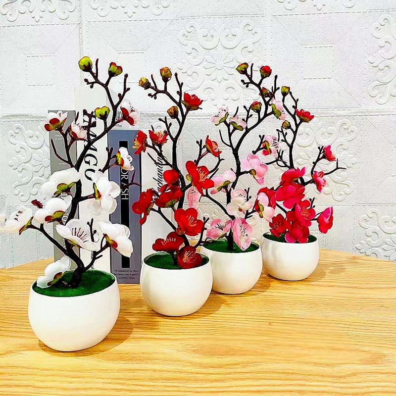 Bonsai Garden Zen - Simulation Plum Flower Pot Plant Artificial