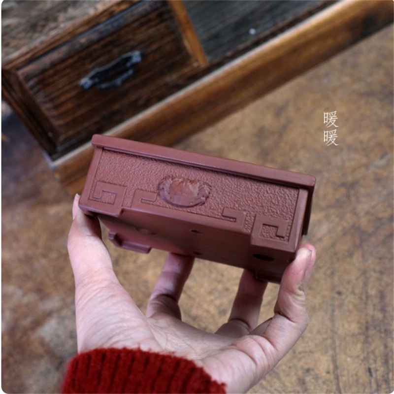 Bonsai Garden Table - Ceramic Crab Carved Rectangle Bonsai Pot,
