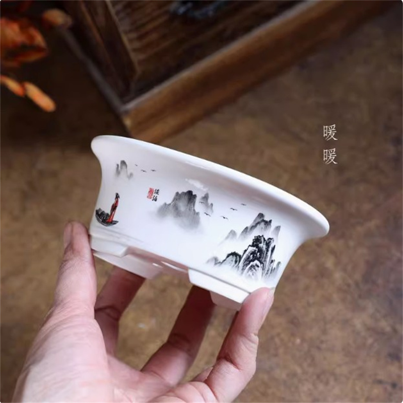 Porcelain White Oval Bonsai Po - đánh giá và giá Bonsai Garden Table