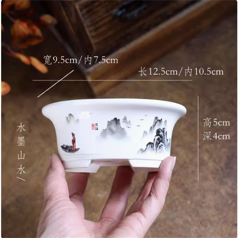 Porcelain White Oval Bonsai Po - đánh giá và giá Bonsai Garden Table